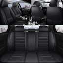DHAEY Car Seat Covers for Volvo XC90 2003-2025, Luxury Breathable Seat Cover, Nappa Leather, Wear-Resistant, Anti-Slip, Quick Installation, 5PCS Full Set, Black