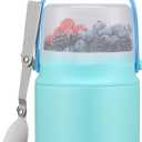 2-in-1 Insulated Food Jar with a Snack Container - 15oz Kids Soup Thermos for Hot Food with Handle and Spoon, Leak Proof Bento Lunch Box Kids, Perfect for School & Travel, Tiffany Blue