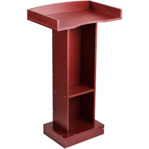 VEVOR Podium Stand, 41-Inch Wooden Lectern, Laptop Desk with Wide Reading Surface and Storage Shelf, Edge Stopper, Elegant Design, Flool-Standing, for Classroom, Conference, Church, and Presentation