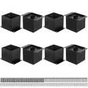 6x6 Post Base 8 Pcs,Inner Size 5.5"x5.5" Post Base Brackets, Heavy Duty Powder-Coated Post Anchor Fence Post Anchor,Black Wood Post Brackets for Pavilion Deck Railing Support Deck Base Plate