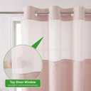 Eachope Extra Long No Hooks Needed Linen Textured Shower Curtain with Snap-in Fabric Liner Set,Blush Hotel Luxury Decor Shower Curtains for Bathroom,Waterproof & Washable,71Wx86H