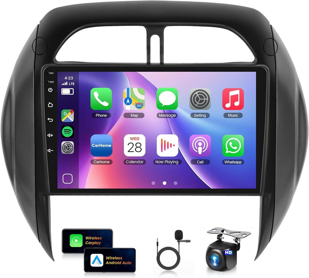 8Core 4+64G Car Stereo for Toyota RAV4 2003 2004 2005 Wireless Carplay Android Auto,9 inch 1280 * 720P IPS Touch Screen Radio, Android/GPS/WiFi/32EQ DSP Audio/Bluetooth/SWC/Backup Camera