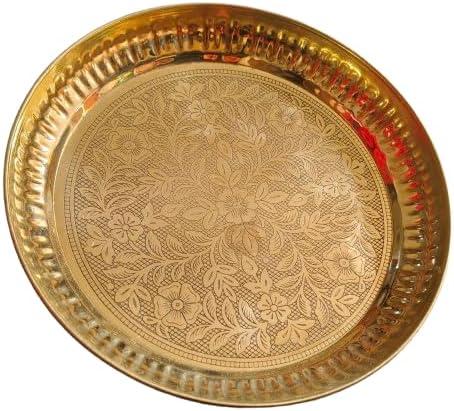 BHAVICREATION Puja Thali Puja Plate Brass Puja Plate Brass (6 x 6 inch)