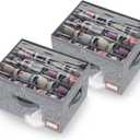 Adjustable Storage Bins for Closet, Wardrobe Clothes Organizer, Shoe Bin, Shoe Organizer, Toys, Closet Storage Solution with Clear Window (Felt Grey 32Pairs, 32Pairs)