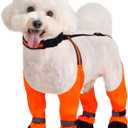 Dog Suspender Boots, Anti-Slip & Fall Waterproof Dog Shoes Leggings, Dog Paw Protector for Small Medium Dogs, Adjustable Dog Boots Pet Shoes for Outdoor Walking (Orange)