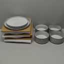 Famiware Star Dinnerware Sets, Plates and Bowls Set for 4, 12 Pieces Ribbed Dishes - Chip and Scratch Resistant, Microwave and Dishwasher Safe Tableware, Smoky Blue