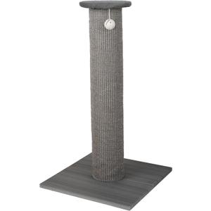 Kitty City Tall Sisal Cat Scratching Post, 32 Durable Scratcher with Sturdy Base & Hanging Jingle Toy, Easy Assembly, Furniture Protection for Indoor Cats - Gray