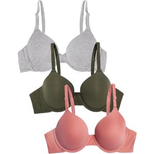 Fruit of The Loom Womens T-Shirt Bra, Desert Dusk/ Grey Heather/ Olive, 36C US