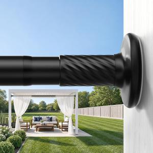 Outdoor Curtain Rod Room Divider Renter Friendly No Drilling Long Adjustable Tension for Outdoor Window Bathroom Rod Diameter 1.26 Inches 44-122 inch