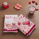 XCHI Love Hearts Cupid Rose Flower Valentine's Day Kitchen Towels Dish Towels 18x26 Inch Home Kitchen Decorations Hand Towels Set of 2 Drying Dishcloth
