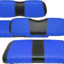 Golf Cart Front and Rear Seat Covers Waterproof and Sun Resistant Marine Grade Vinyl Leather Seat Cover Accessories for Club Car DS 2000.5-up,Blue(4PCS) (For Club Car DS 2000.5+ Front and Rear Seat)