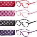 EYEGUARD Polka Dots Fashion Ladies Reading Glasses 4 Pairs Spring Hinge Readers for Women