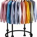 Round Garment Rack for Retail Display-Heavy Duty Metal Clothing Rack, Black