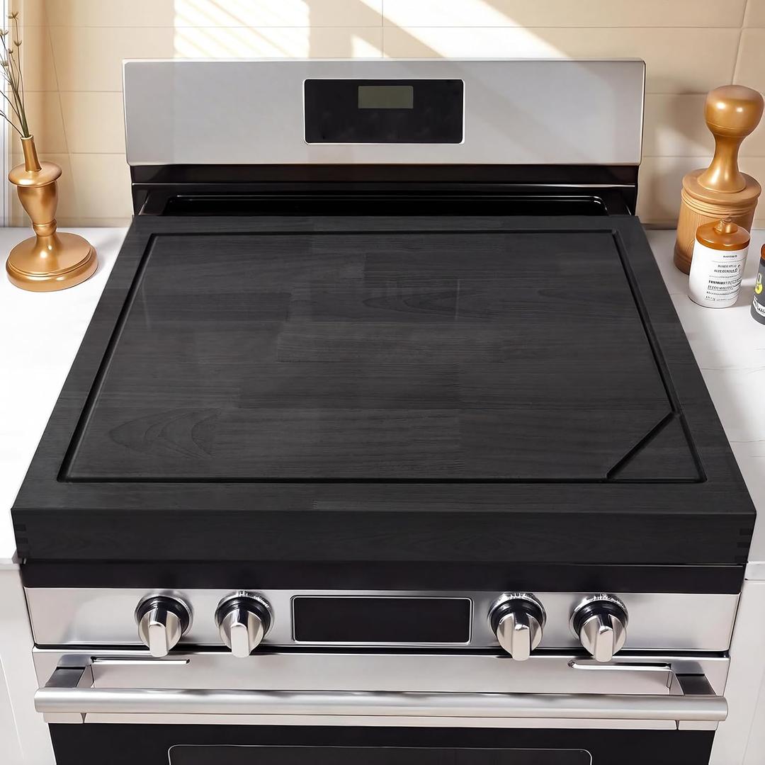 4 In 1 Noodle Board Stove Cover Lightweight Cutting Board Wood Stove Top Covers for Electric Stove, Glass Gas Stove Cover for Gas Burners - 30" x 22"(Outer) / 28.8” x 20.8”(Inner)