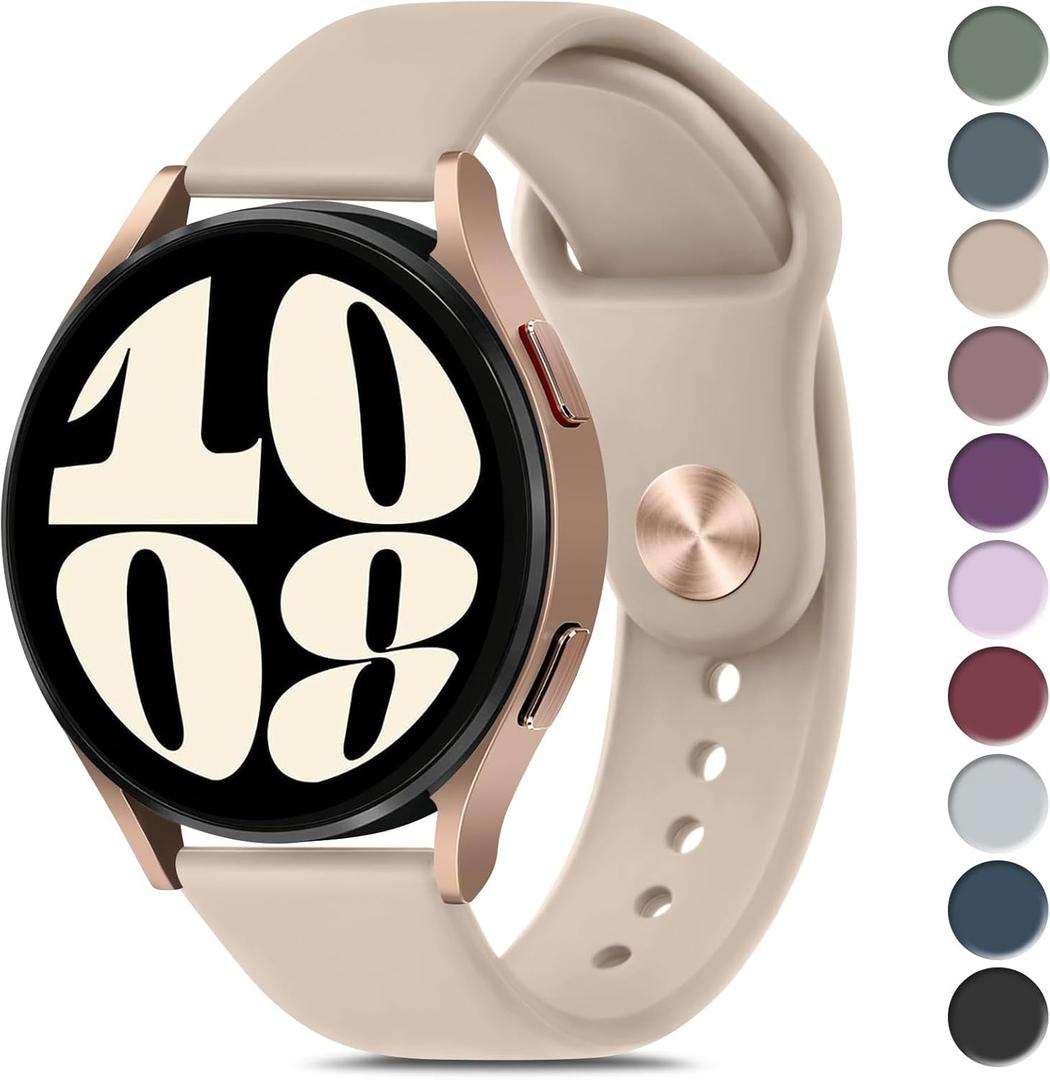 Meliya Bands Compatible with Samsung Galaxy Watch 6 40mm 44mm / Watch 6 Classic Band 43mm 47mm, 20mm Soft Silicone Sport Replacement Strap for Galaxy Watch 6 Band Women Men (Milk Tea)