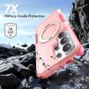 for Samsung Galaxy S26 Ultra case with Stand, 7X Military-Grade Drop Protection, Shock-Absorbing Phone Rugged Cover, Compatible with MagSafe Accessories,360 Magnetic Stand, LightPink