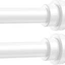 Shower Curtain Rod 31-63 Inch,0.87"Diameter Adjustable Spring Tension Curtain Rods No Drill,Ivory White Shower Tension Rod for Bathroom,Room Divider,Window,Anti-Rust Non-Slip 2-Pack