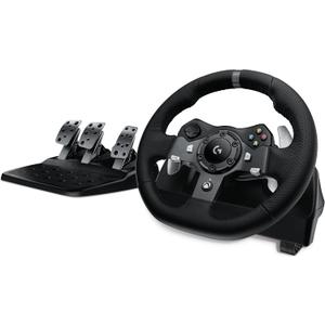 Logitech G920 Driving Force Racing Wheel and Floor Pedals, Real Force Feedback, Stainless Steel Paddle Shifters, Leather Steering Wheel Cover for Xbox Series X|S, Xbox One, PC, Mac - Black