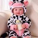 BABESIDE 17 Inch Baby Doll Girl, Soft Body Realistic Newborn Doll with Brown Eyes & Cow Outfit, Smiling Lifelike Baby Doll with Accessories, Birthday for Kids Age 3+ Girls Pretend Play