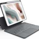 CHESONA Rugged Keyboard Case for iPad 9th 2022/8th/7th Generation, Magnetic Detachable Case, Premium Trackpad, 15-180 Adjustable Stand, Portrait/Landscape Backlit Keyboard for iPad 10.2-inch, Gray