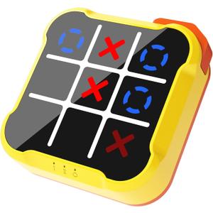 Tic Tac Toe Game, 3-in-1 Game Machine, Handheld Electronic Puzzle Games, Portable Travel Game for Trip, Office Break, Queue Time, Birthday Gift for Kids Adult (Yellow)