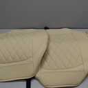 2 Pack Leather Front Car Seat Cover Bottom Car Seat, Anti-Slip and Full Wrap Driver Car Seat Protectors with Storage Pocket, Luxury Waterproof Bottom Auto Seat Cushion for Most Vehicles(Yellow Beige)
