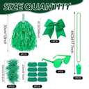 Ramede 21 Pcs Green Spirit Wear Girls Spirit Day Accessories Sports Day Pep Rally Supplies Camp Game Color Team Items Bulk Tutu Noisemaker Stickers for Sport