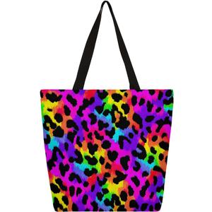 Canvas Tote Bag With Zipper for Women Large Casual Shopping Grocery Shoulder Handbag, Size is 15 × 13.5 × 5.1 inches, weight 0.45 lb. 