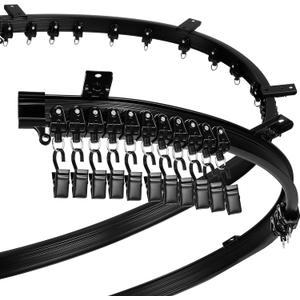 Jetec Curved Ceiling Curtain Track 8 m/ 26 ft Bendable Mount for Curtain Rail Bunk Bed Bay Window Room Divider Flexible Straight (Black)