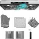 30 inch Under Cabinet Range Hood 900 CFM, Stainless Steel | Gesture/Touch/Remote Control, 4-Speed Fan, Ducted Ventilation, LED Lights, Dishwasher Safe Filters