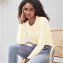 Cotton Long Sleeve Tee Shirts for Women Slim Fit Tshirts Basic Tops Tight Crewneck Layering Undershirts (Beige, L)