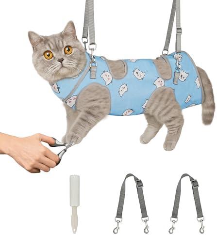Supet Cat Grooming Hammock, Self-Adherent Cat Nail Clipper Hammock, Anti-Escape Wrap for Cutting Nails, Calm Down for Medicine, Teeth Brushing, Ear Cleaning, Small