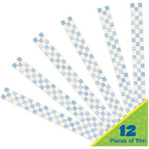 Eureka 845692 S'Cool Era Checkered Sky Decorative Classroom and Bulletin Board Trim for Teachers, 2.25" Wide with 37 Feet Total, 12 Strips (Pack Of 5)