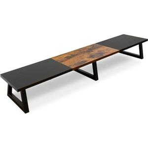 TEAMIX 42 inch Large Dual Monitor Riser, Extra Long Monitor Stand Riser for 2 Monitors, Wood & Steel Desktop Riser Desk Organization Home Office (Black+Brown, 42 inch)