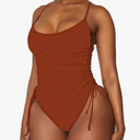 Viottiset Women's Ruched High Cut One Piece Swimsuit Tummy Control Bathing Suit Monokini, XL