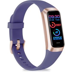Fitness Tracker with 24/7 Heart Rate Blood Oxygen Sleep Monitor, 1.1" AMOLED Touch Screen Activity Tracker Smart Watches, IP68 Waterproof Step Counter Pedometer for Women Men (Metallic Purple)
