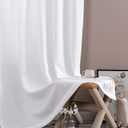 jinchan Privacy Semi Sheer White Curtains for Bedroom Casual Weave Window Curtains for Living Room Linen Drapes White Window Curtain 95 inch Long 2 Panels