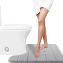 Yimobra Memory Foam Toilet Bath Mat U-Shaped, Commode Contour Rug, Soft and Comfortable, Super Water Absorption, Non-Slip, Thick, Machine Wash and Easier to Dry for Bathroom, 24 X 20 Inches, Grey