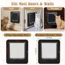 Smart Cat Door for Interior & Exterior, Flap Opening is 7.67 (H) by 7'' (W), RFID Cat Pet Door with 3 RFID Collar Sensor Keys & 1 Remote & 4 Way Locking Cat Flap, Automatic Opening Cat Door (Black)