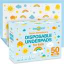 SunnyGuard Disposable Changing Pads for Baby 13 x 18 Inches, 50 Diaper Changing Pad with Unique Design & 6 Layers of Protection for Nursery Use, Travel Changes & Pee Pad Protection, 33 x 46 CM