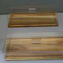 2 Pack Acacia Wood Cake Stand Serving Tray with Acrylic Lid, 15 x 6 x 4 Inches Charcuterie Table Display Set, Dessert Serving Tray Set for Bakery, Buffet, Home Party & Restaurant