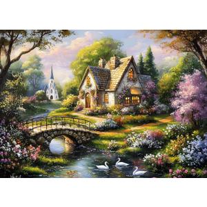 Beautiful Cottage Jigsaw Puzzles 1000 Pieces for Adults Quaint Church 1000 Piece Jigsaw Puzzles for Adults