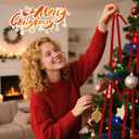 24 Pcs Long Velvet Christmas Bows 23.6''x15.7'' Red Velvet Bows Ornaments for Christmas Tree Staircase Wreath Garland Vintage Tree Topper Bows for Xmas Indoor & Outdoor Decor