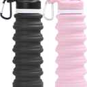 Nefeeko Collapsible Water Bottle, 26oz Silicone Foldable Water Bottles Leakproof BPA Free Travel Water Bottles with Carabiner, Portable Sport Water Bottles for Camping,Hiking Outdoor Indoor Sport, P