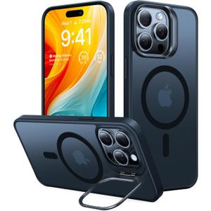 TORRAS for iPhone 15 Pro Max Case, Compatible with MagSafe, Military-Grade Shockproof, Build in Invisible Stand, Magnetic Translucent Slim Hard Back Soft Edge Anti-Scratch, Frost Black