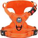 PoyPet No Pull Dog Harness, No Choke Reflective Dog Vest, Adjustable Pet Harnesses with Easy Control Padded Handle for Small Medium Large Dogs(Orange Matching Trim,M)