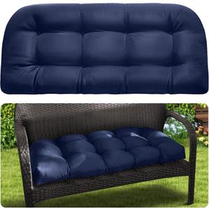 MAGIC ELEPHANT Outdoor Bench Cushion, Memory Foam Loveseat Cushion for Patio Furniture Wicker Chair, Settee Porch Swing Seat Cushion, 44 x 19 Inches (Blue)