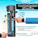 Aquarium Filter for 75-200 Gallon Tank, U-V Fish Tank Green Clean Machine Submersible Powerful Pump Canister Filter 300GPH for Pond Turtle Tank Saltwater Freshwater Crystal Clear Green Killing