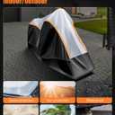 Full Enclosed Motorcycle Cover Waterproof Outdoor/Indoor Storage Waterproof Motorcycle Cover Heavy Duty with Reflective Strips Fits Scooter/Touring Motorcycles Length up to 108"Black+Sliver