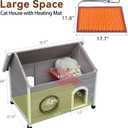 Rockever Heated Outdoor Cat House, 100% Weatherproof Heated Cat House for Outside Cats Winter with Heating Pad, Safe Escape Door and Clear Windows for 2 Cat